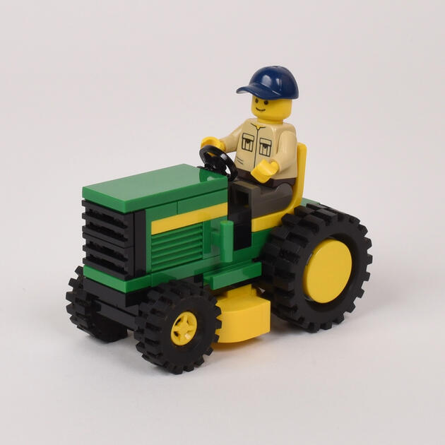 John Deere Tractor - A small build with few parts, designed to recreate the look and solidity of a vehicle that might come in the LEGO City series.