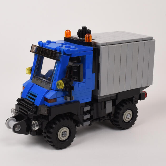 Motorized Unimog - The second in my Unimog series, this one is motorized with a battery pack, LED lights, an electric motor, and geared power to the rear wheels.
